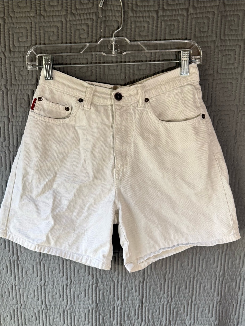 VTG 90s LEI Riding Wear White Denim Shorts Size 5 High Waisted Jorts Made in USA